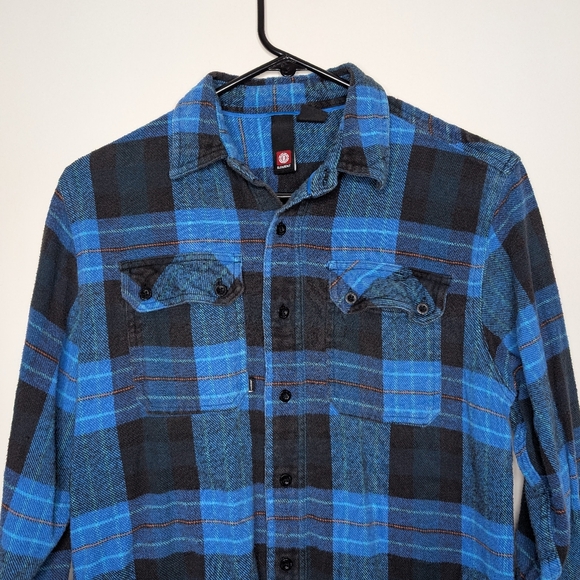 Element Blue Black Flannel Casual Long Sleeve Button Down Shirt Size Small - Picture 3 of 16